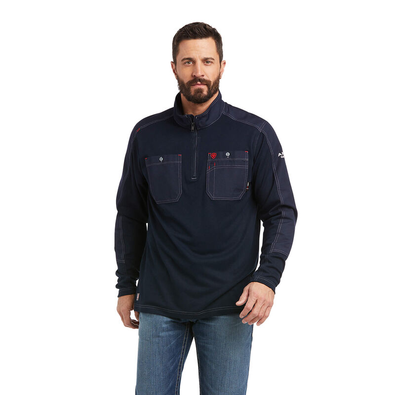 Camisas Ariat Fr Duralight 1/4 Zip Work Azul Marino Hombre - Chile 914-TQGANM